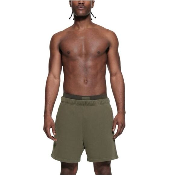 Skims Men’s Dark 100% Cotton Green Sweat Shorts Medium - Picture 4 of 5